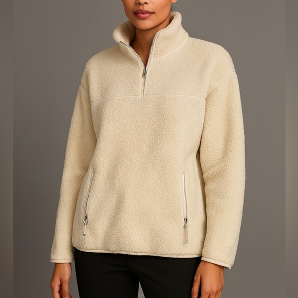 Eddie Bauer Off-White Sherpa Fleece - Picture 1 of 6